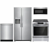 4-pc. Stainless Package with Standard-Depth Side-by-Side Refrigerator & Electric Range
