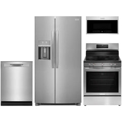 4-pc. Stainless Gallery Package with Standard-Depth Side-by-Side Refrigerator & Electric Range