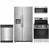 4-pc. Stainless Package with Standard Depth Side-by-Side Refrigerator & Electric Range