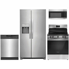 4-pc. Stainless Package with Standard Depth Side-by-Side Refrigerator & Electric Range