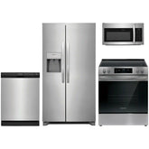 4-pc. Stainless Package with Side-by-Side Refrigerator & Electric Range