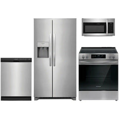 4-pc. Stainless Package with Side-by-Side Refrigerator & Electric Range