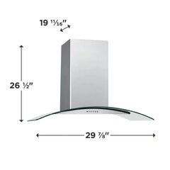30" Glass Canopy Wall-Mount Hood