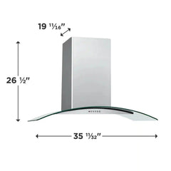36" Glass Canopy Wall-Mount Hood