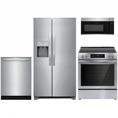 4-pc. Stainless Package with Standard-Depth Side-by-Side Refrigerator & Electric Range