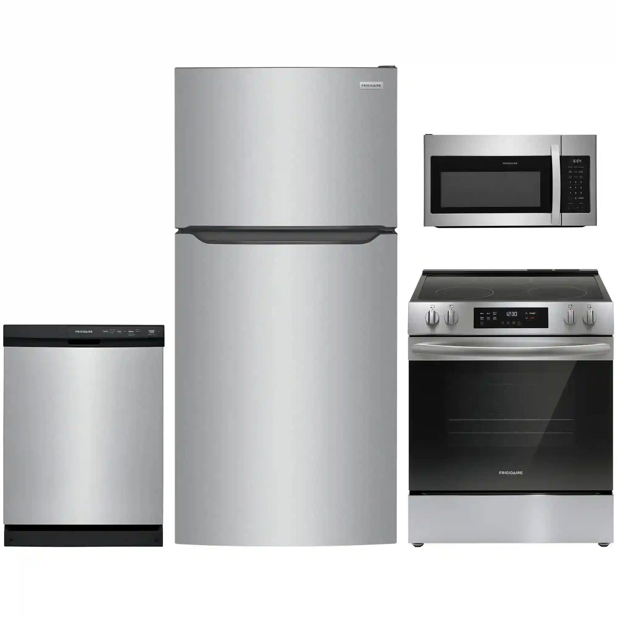 4-pc. Stainless Package with Top Freezer Refrigerator & Electric Range
