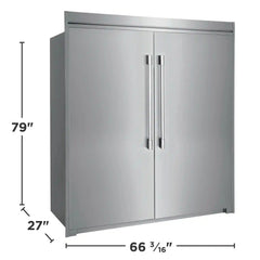 Stainless Side-by-Side Column Refrigerator & Freezer with Louvered Trim Kit