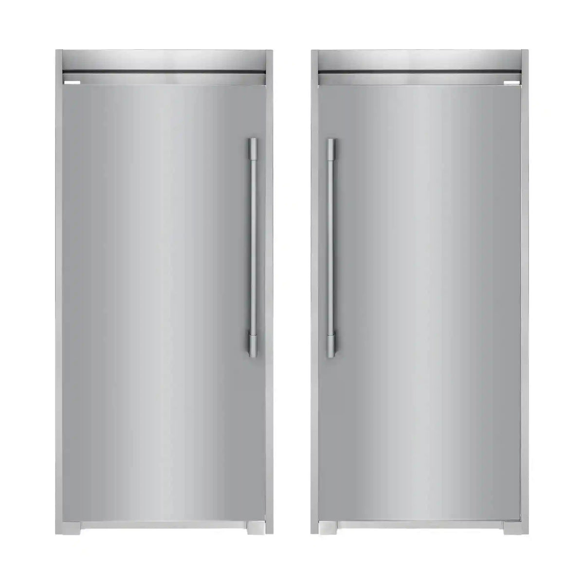 Stainless Stand-Alone Column Refrigerator & Freezer with Single Flat Trim Kits