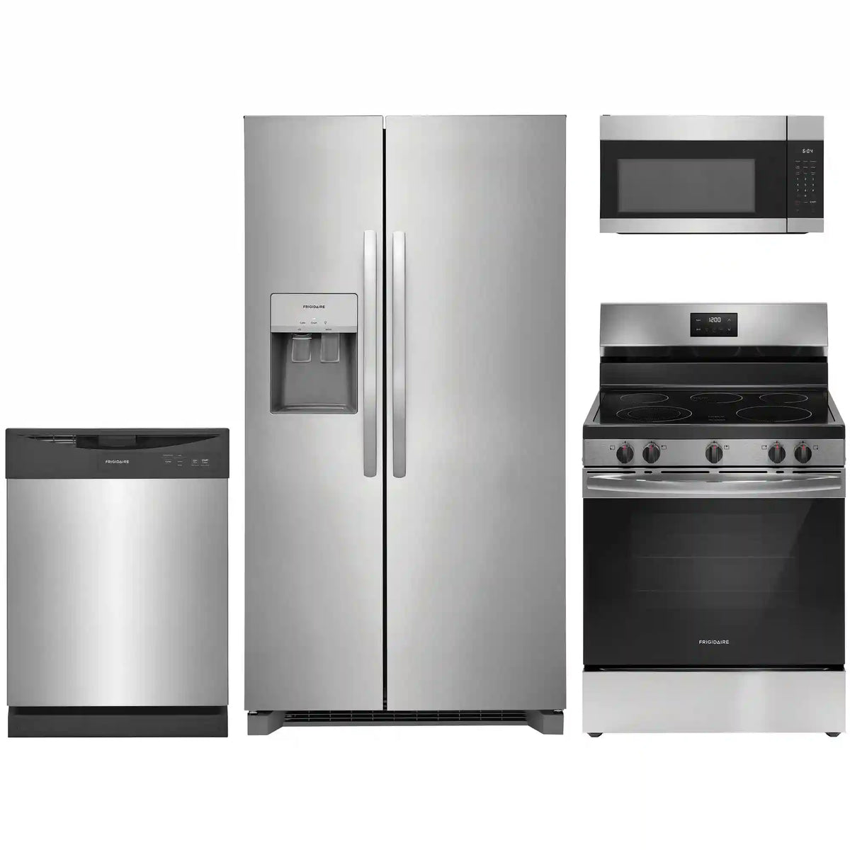 4-pc. Stainless Package with Standard Depth Side-by-Side Refrigerator & Electric Range