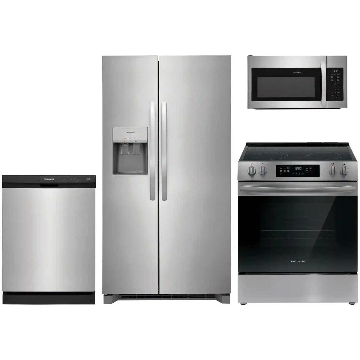 4-pc. Stainless Package with Side-by-Side Refrigerator & Electric Range