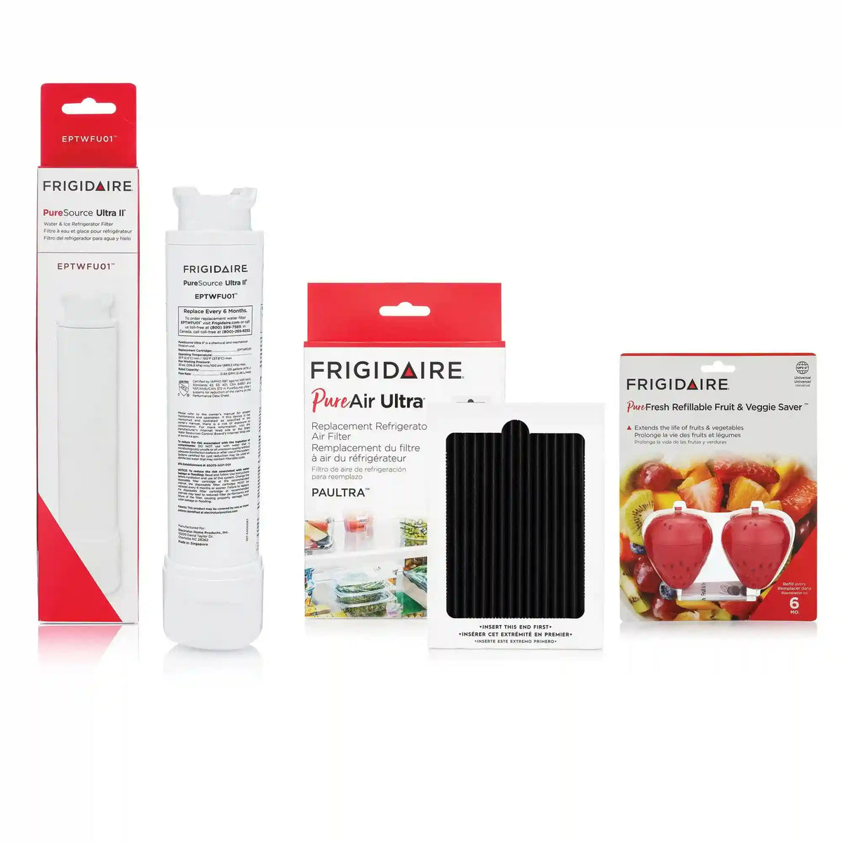 EPTWFU01, PAULTRA, and FRPFUFV2 Water and Air Filter Combo Kit with Produce Saver